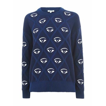 Kenzo Allover Eye Logo Tröja blå, Dam, Dam, Storlek: M