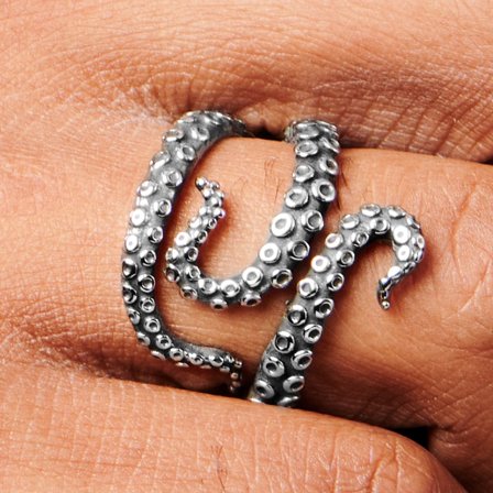 Prsteň v tvare chápadiel chobotnice v striebornej farbe pre mužov - Oceľové prstene