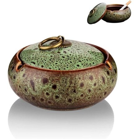 Askkopp med lock, keramisk cigarettaskkopp, vindtät askkopp