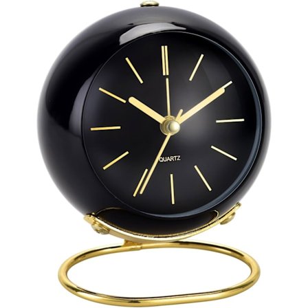 Retro väckarklocka analog utan tickande, med nattlampa, tyst, batteridriven, lätt att använda och högt alarm -