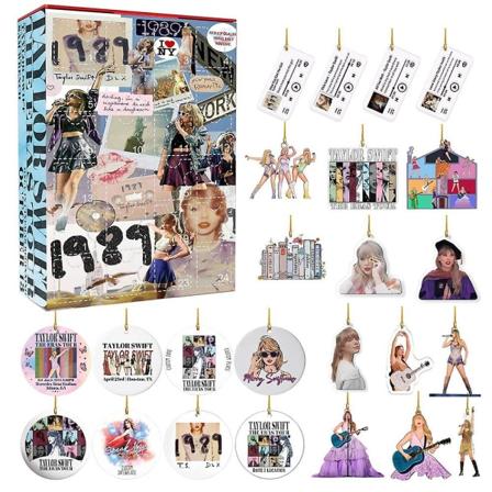 2023 Taylor Swift -fanien joulun adventtikalenteri 24 päivää jouluun lähtölaskentakalenteri riipus sokealaatikko joululahja style 4