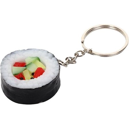 Simulerings sushi nøglering sød lækker mini mad nøglering køkken dukkehus smykker skoletaske nøgle vedhæng tilbehør