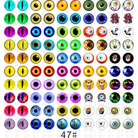 50 paria lasisia pöllö-, yksisarvis- ja eläinsilmiä, jotka sopivat taidenukkeihin, veistoksiin, rekvisiittaan, naamioihin, turkispukuihin, 