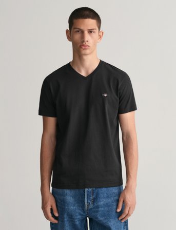 GANT Slim Shield V-Neck T-Shirt - Black - XXL