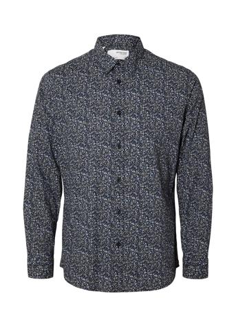 Slhslimfreddie-Camp Shirt Ls Mix B Navy Selected Homme