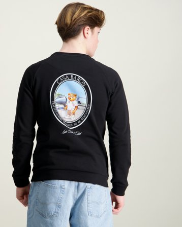 Baron Filou Oval Backprint Pullover Svart Tröjor Kille - Kids Brand Store