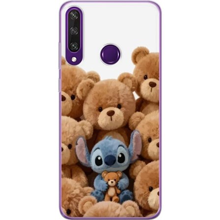 Kompatibel Mobilcover til Huawei Huawei Y6p Sød og sikker illustration med Stitch omgivet af bamser, der skaber en varm og legende følelse for børn