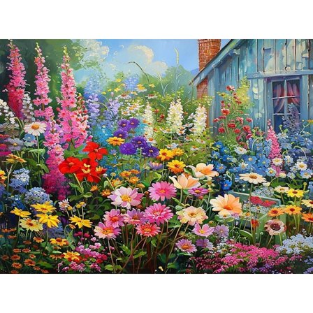 Diamantmaling for voksne, Villblomster Diamantmaling - 5D Full Drill DIY Hobbysett 30x40 cm