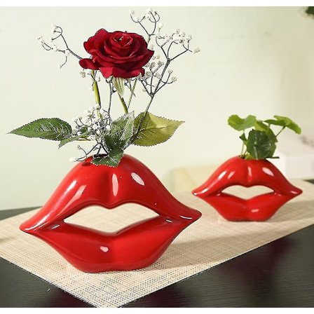 Rød Læbe Vase Enkel Kreativ Keramik Vase Dekoration Europæisk Dekorativ Par Romantisk Hjem Dekoration Gaver