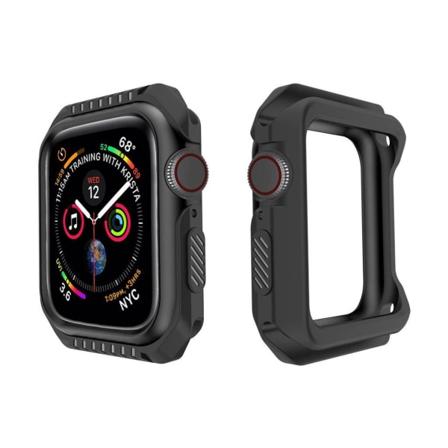 Apple Watch Series 4 44mm kellolle pehmeä joustava silikooni muovinen suojaava kehys - Musta Black