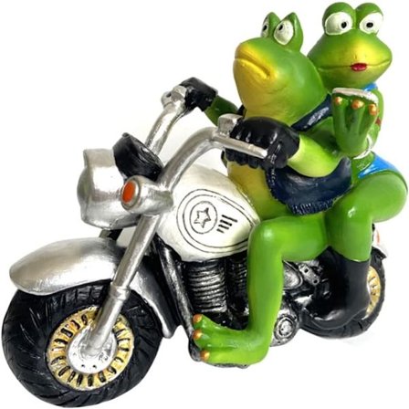 Harpiks Hagepynt Søte Frosker Par Motorsykkel Statuer Dekor