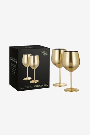 Oak & Steel - Vinglas Gold Matte 2-pack - Guld - Vinglas - Från Homeroom