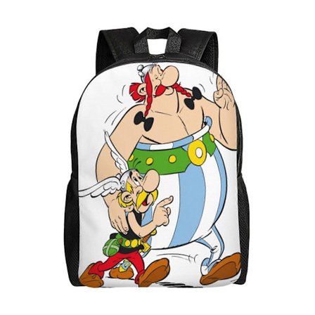 s26 Gallisk Helt Asterix Rygsæk til Studerende, Let og Stilfuld Skoletaske, Vandtæt Bogtaske med Justerbar Skulderstrop n26