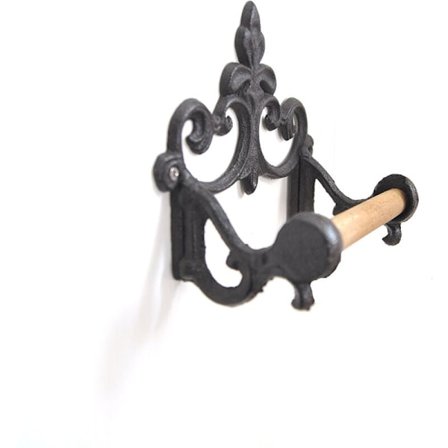 Vintage Toiletpapirholder i støbejern til køkken og badeværelse, sort