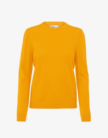 Women Light Merino Wool Crew - Burned Yellow - S