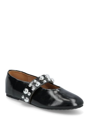 Bianco Bialuna Studded Ballet Flat Faux Leather - Black - 36
