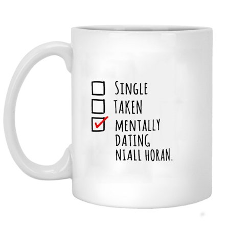 Keramisk kaffemugg – "Mentally Dating Horan" – 350 ml kapacitet – Kul för One Direction-fans – 8,2x9,5 cm