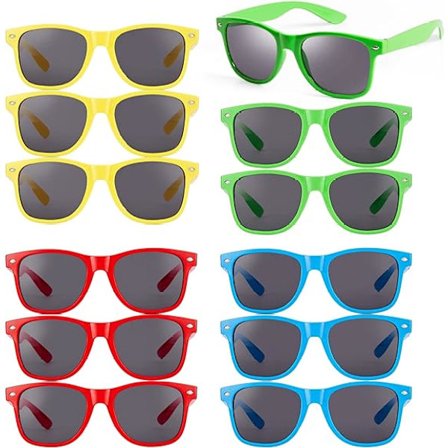 12 stk. Multifarvede solbriller til børn eller voksne, strand- og pooltilbehør med UV-beskyttelse