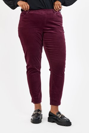CISO - Sofia Bukser - Bordeaux - Curvy Slim Fit / Elastik i Taljen / Fløjl
