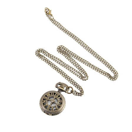 Vintage Pocket Watch Brons Color Quartz Watch Cool Chain Hollow Number Watches