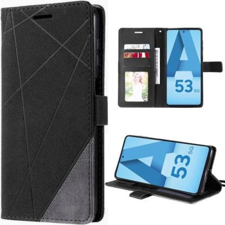 Etui til Samsung Galaxy A53 5G 360 Protection Anti-ridse lædereffekt - sort Svart