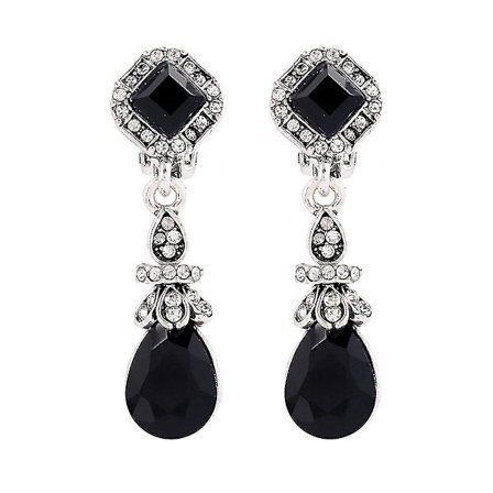 Vintage øreklips uten hull i ørene Øreklips Øredobber Dame Lange Øredobber (svart)