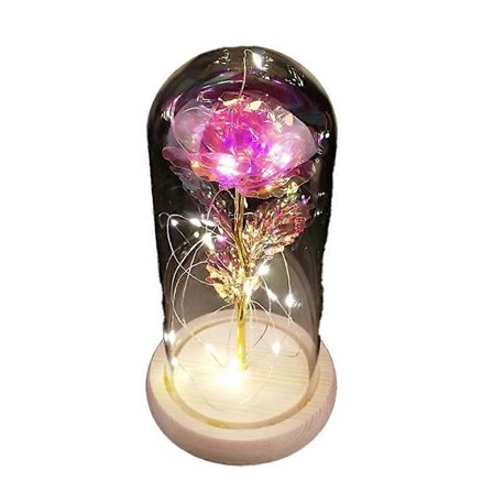Rose Gaver til Kvinder Mor Gave, Farverig Kunstig Blomst Rose Lysende Rose i en Glaskuppel
