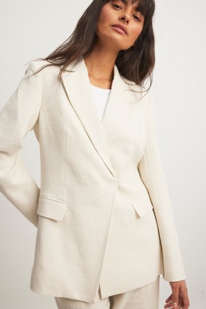 Lovisa Wallin x NA-KD Linnen Look Blazer - Leinen Kleidung - Offwhite - EU 34