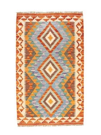 Kelim Afghan Old Style Tæppe 78X126 Orange/Brun Uld, Afghanistan