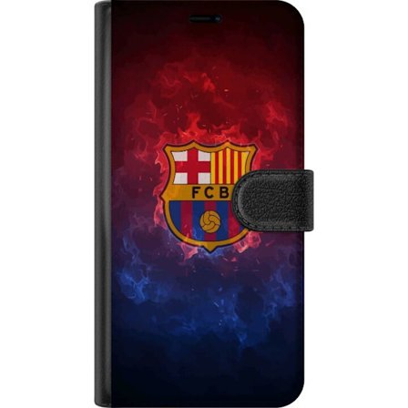 Kompatibelt Lommeboketui til Motorola Moto G24 FC Barcelonas klubbemblem i ild og røyk, dramatisk fotballillustrasjon for fans, sportsplakat og mobil