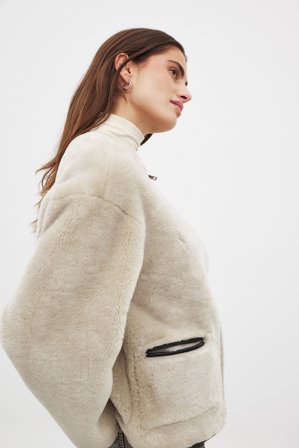 NA-KD Bonded Teddy-Jacke - Teddy Jacken & Mäntel - Beige - EU 32