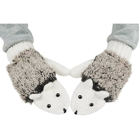 Dobbel-lags vintertykke varme strikkevotter tegneserie pinnsvin Gl