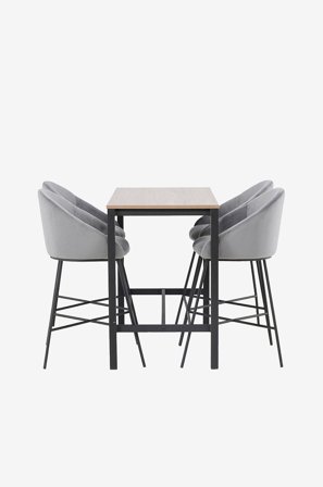 Venture Home - Barset Camden med 4st barstolar Velvet - Brun - Matgrupp 4 personer - Från Homeroom
