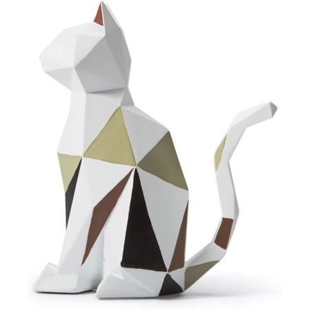 Katt Skulptur Statue Geometrisk Figur Dekor Polyresin Kunst Gaver 7,3 tommer