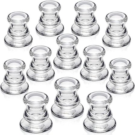 Lysestager Bulk - 12 stk. koniske lysestager til borddekoration - Tykke glaslysestager til bryllup, fest og festivaldekoration