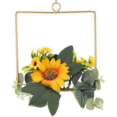 Keinotekoinen auringonkukka kukkaseppele metallirengas kukkaseppele hääseppele seinälle ripustettava vanne seppele lastenhuoneen seinäkoriste