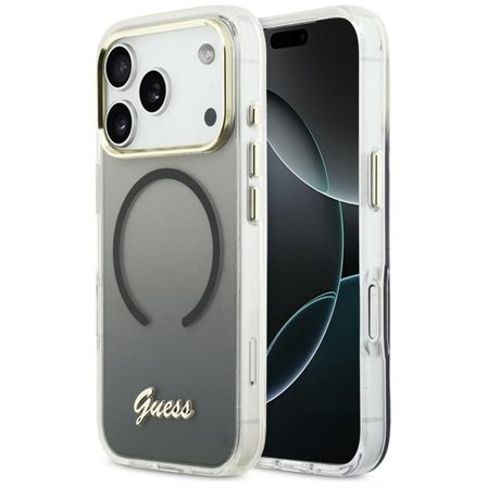 Guess IML Gradient Script MagSafe-fodral i metall för iPhone 17 Pro - Svart