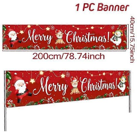 Jul Udendørs Banner Flag God Jul Dekoration til Hjemmet 2023 Julepynt Navidad Natal Noel Gave Godt Nytår 2024 4
