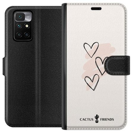 Kompatibelt Lommeboketui til Xiaomi Xiaomi Redmi 10 Cactus and Friends - Soft Romance Sketch
