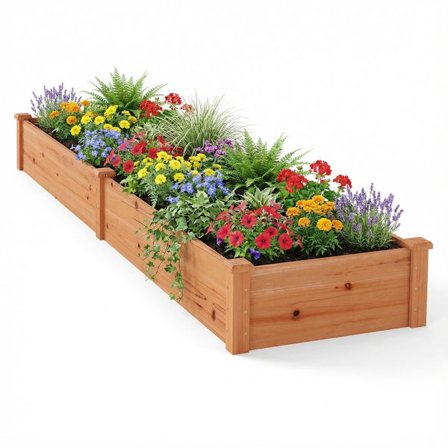 Korotettu puutarhapenkki, puu, 240x60x25 cm, avoin pohja