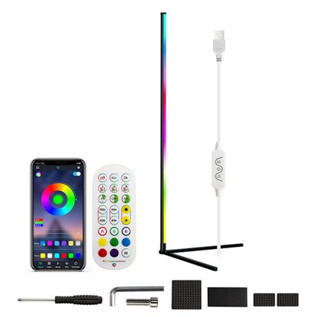 USB 5V RGB Hjørne Gulvlampe Musik Synkronisering Farveskiftende LED Stemningslys med Bluetooth App Kontrol