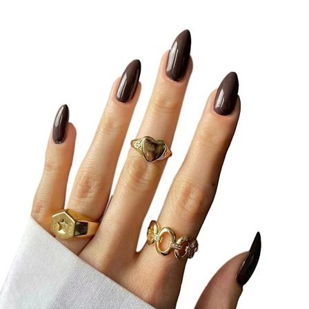 Medellånga falska naglar Bärbara falska naglar Diy enfärgade tryck på naglar # 2