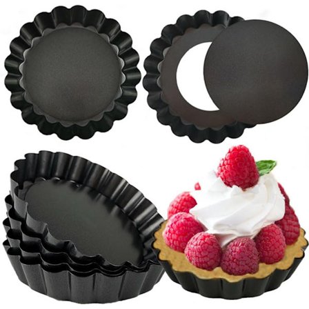7 stk 4 tommers mini terteformer med avtagbar bunn Non-stick Quiche-former gjenbrukbare
