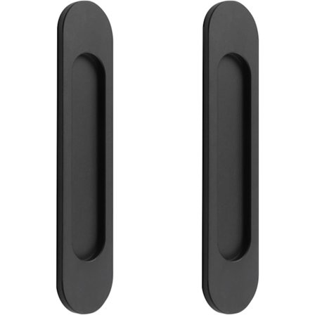 Självhäftande ovala skjutdörrhandtag, mattsvart aluminium