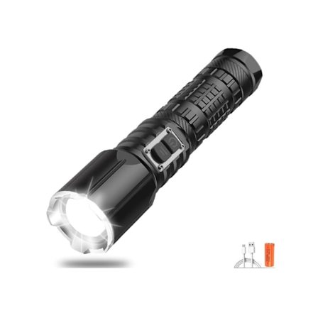 Super Bright LED Lommelygter 12.000 Lumen Kraftig Lommelygte Xhp70 Lommelygte Med Zoom Genopladelig LED Lommelygte Med Funktion