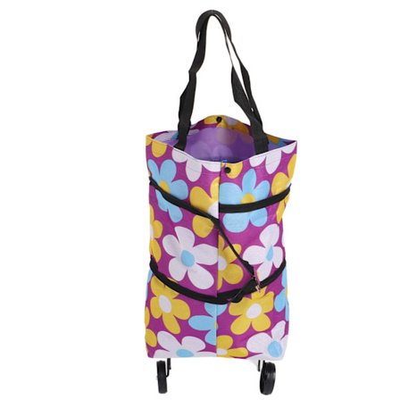 Sammenklappelig Trolley Taske Foldbar Indkøbspose Lærred Multifunktionel Indkøbspose med Hjul til Ældre Type1