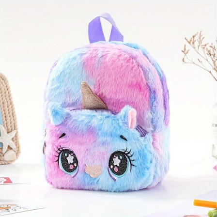 Enhjørning Plys Lille Skolebogstaske Pige Casual Rygsæk Rygsæk Sød Tegneserie Lillebarn Opbevaringspose