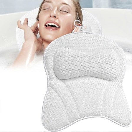 Bademåtte, badekar måtte, 4D luftnet med 6 sugekopper, skridsikker ergonomisk badepude, spa måtte til alle badekarstyper, hoved/skulder støtte