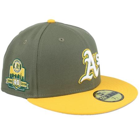New Era - MLB Grønn fitted Caps - Oakland Athletics Triumph 59FIFTY 50 Anniversary Olive/Yellow Fitted @ Hatstore