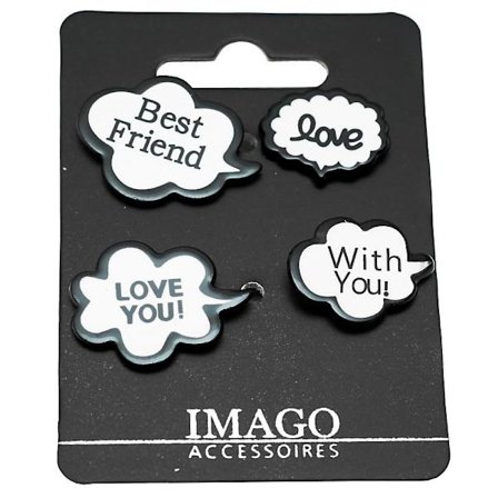 4 st Pins /Brosch /Knapp -Best Friend, With You, Love & Love You